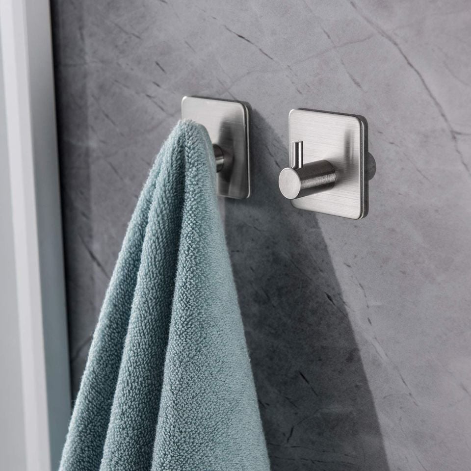 DELTAHOME Paslanmaz Çelik Yapışkanlı Kağıt Havluluk ve 2 Adet Banyo Askısı SET