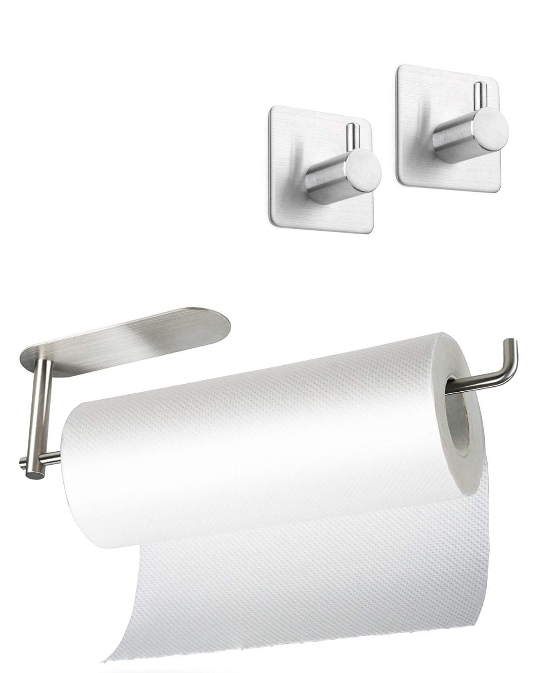 DELTAHOME Paslanmaz Çelik Yapışkanlı Kağıt Havluluk ve 2 Adet Banyo Askısı SET