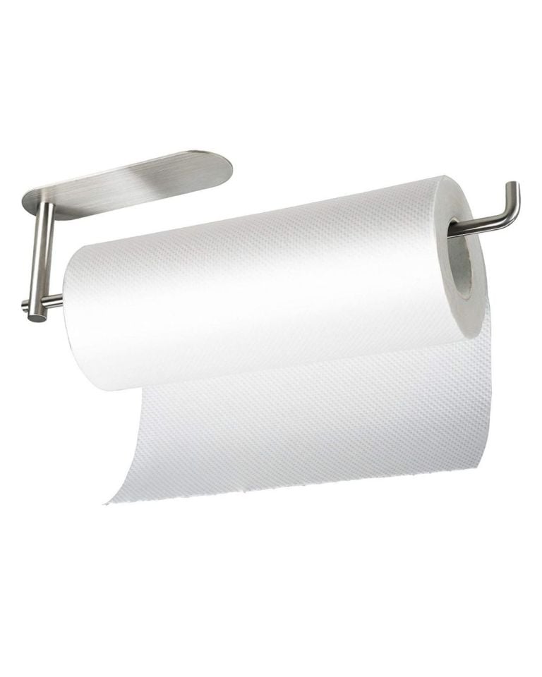 DELTAHOME Paslanmaz Çelik Yapışkanlı Kağıt Havluluk ve 2 Adet Banyo Askısı SET